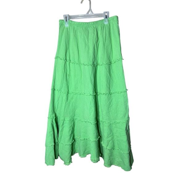Soft Surroundings Green Tiered Maxi Skirt Size S - Picture 1 of 7